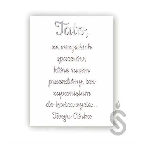 Tato ze wszystkich spacerów jakie razem przeszliśmy ten zapamiętam na zawsze Twoja córka PIONOWA - Tablica weselna Tato ze wszystkich spacerów jakie razem przeszliśmy ten zapamiętam na zawsze Twoja córka PIONOWA - Tablica weselna