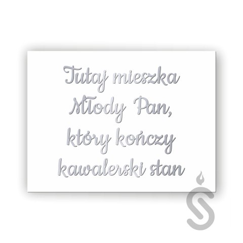Hurt - Tutaj mieszka Młody Pan który kończy kawalerski stan - Tablica weselna Hurt - Tutaj mieszka Młody Pan który kończy kawalerski stan - Tablica weselna
