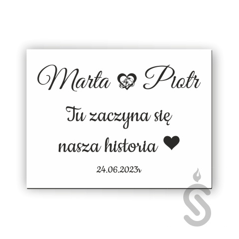 Tu zaczyna się nasza historia - Personalizacja - imiona - data ślubu- Tablica weselna Tu zaczyna się nasza historia - Personalizacja - imiona - data ślubu- Tablica weselna