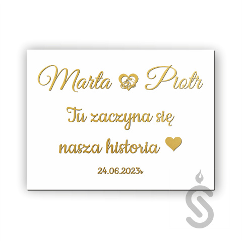Tu zaczyna się nasza historia - Personalizacja - imiona - data ślubu- Tablica weselna Tu zaczyna się nasza historia - Personalizacja - imiona - data ślubu- Tablica weselna