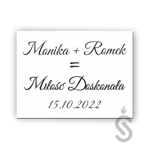 Miłość doskonała - Personalizacja - Imiona - Data - Tablica weselna Miłość doskonała - Personalizacja - Imiona - Data - Tablica weselna