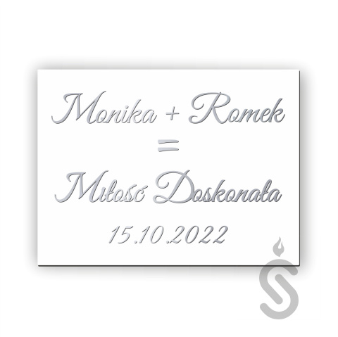 Miłość doskonała - Personalizacja - Imiona - Data - Tablica weselna Miłość doskonała - Personalizacja - Imiona - Data - Tablica weselna