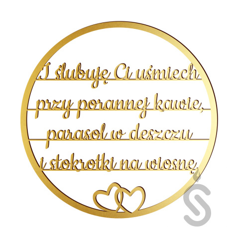 I ślubuję Ci uśmiech przy porannej kawie - Dekoracyjna obręcz ślubna / weselna I ślubuję Ci uśmiech przy porannej kawie - Dekoracyjna obręcz ślubna / weselna