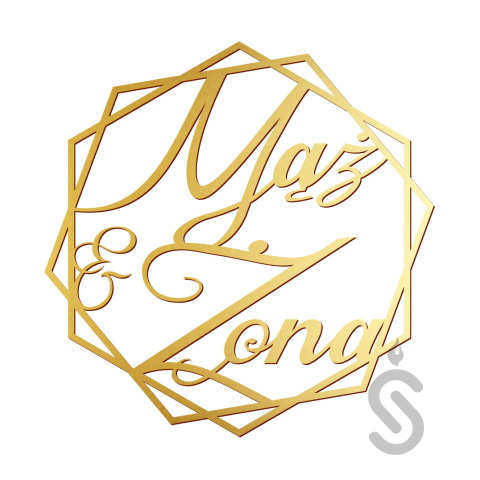 Mąż & Żona hexgon - Dekoracyjna obręcz ślubna / weselna Mąż & Żona hexgon - Dekoracyjna obręcz ślubna / weselna