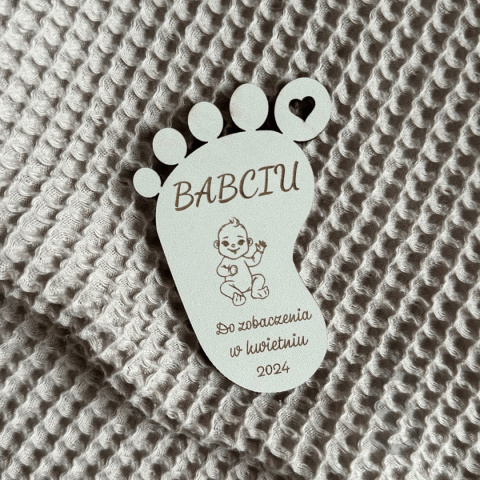 Stopka dziecka magnes - Zaproszenie dla Babci na Chrzest i Narodziny