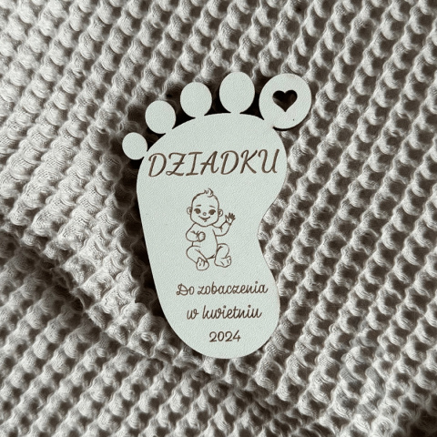 Stopka dziecka magnes - Zaproszenie dla Dziadka na Chrzest i Narodziny Stopka dziecka magnes - Zaproszenie dla Dziadka na Chrzest i Narodziny