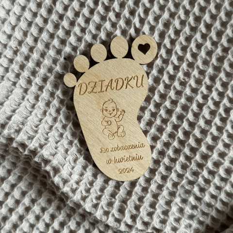 Stopka dziecka magnes - Zaproszenie dla Dziadka na Chrzest i Narodziny Stopka dziecka magnes - Zaproszenie dla Dziadka na Chrzest i Narodziny