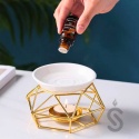 Złoty kominek zapachowy mealowy z miską ceramiczną