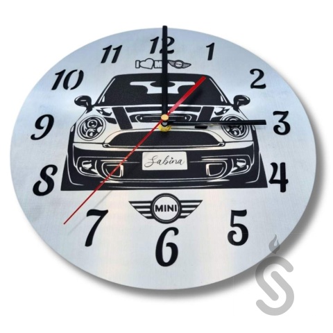 Zegar z motywem Mini Cooper personalizowany Zegar z motywem Mini Cooper personalizowany