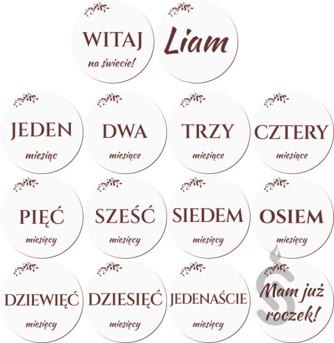 Miesiące słownie - Drewniane tabliczki do zdjęć - 14 szt. Miesiące słownie - Drewniane tabliczki do zdjęć - 14 szt.