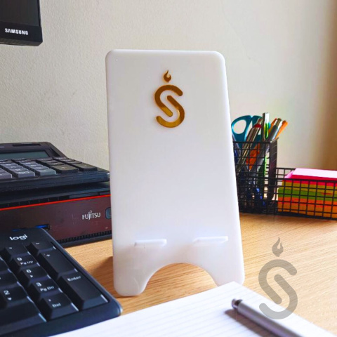 Stojak podstawka na telefon plexi z logiem firmy Stojak podstawka na telefon plexi z logiem firmy