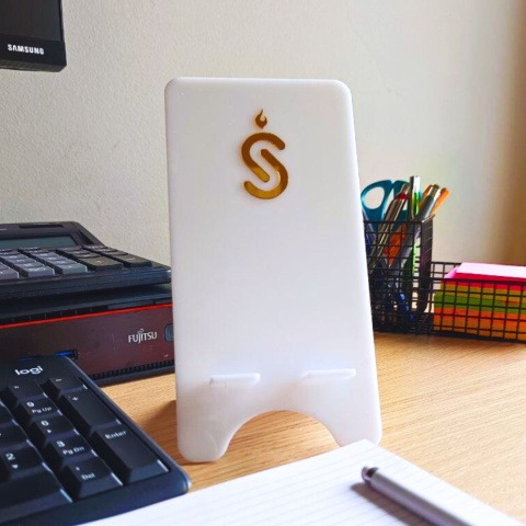 Stojak podstawka na telefon plexi z logiem firmy Stojak podstawka na telefon plexi z logiem firmy
