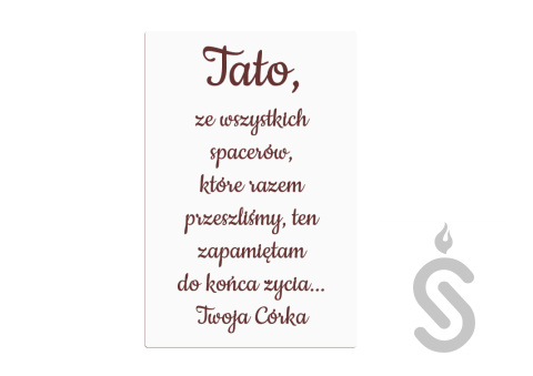 Tato ze wszystkich spacerów jakie razem przeszliśmy ten zapamiętam na zawsze Twoja córka PIONOWA - Tablica weselna Tato ze wszystkich spacerów jakie razem przeszliśmy ten zapamiętam na zawsze Twoja córka PIONOWA - Tablica weselna