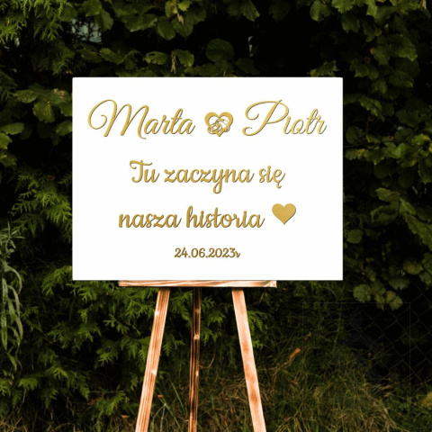 Tu zaczyna się nasza historia - Personalizacja - imiona - data ślubu- Tablica weselna Tu zaczyna się nasza historia - Personalizacja - imiona - data ślubu- Tablica weselna